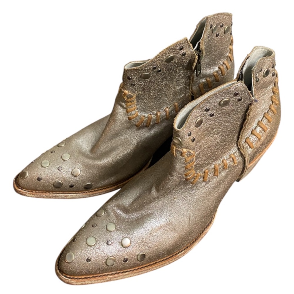Old Gringo Western Leather Ankle Boots Almond Toes with Studded Accents Sz 10 B